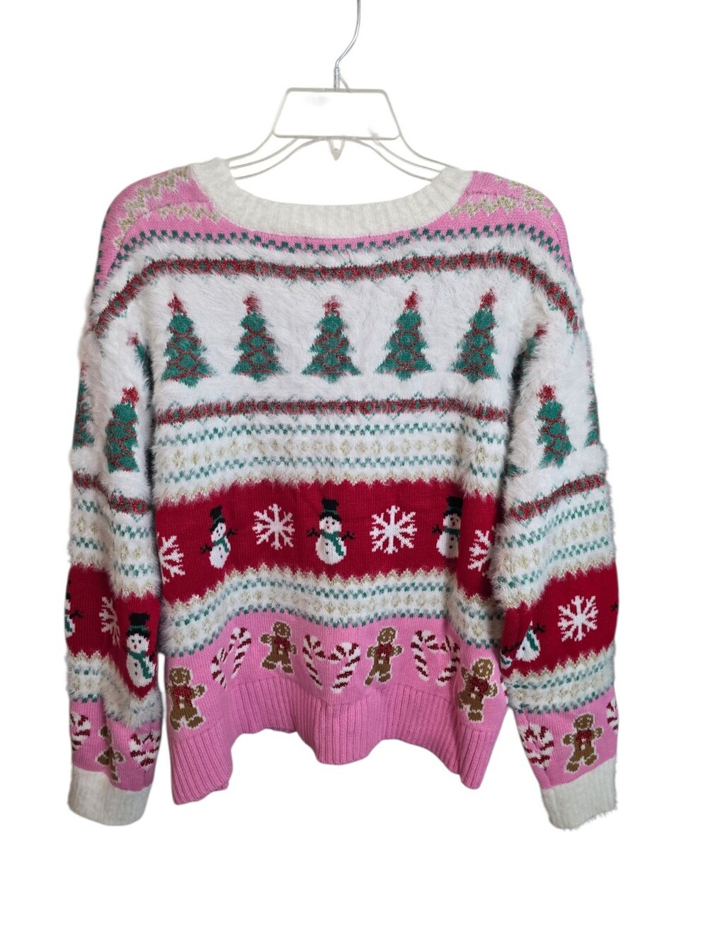 33 Degrees Women’s XL Christmas Cardigan Snowman Gingerbread Fuzzy Sweater - Picture 3 of 16